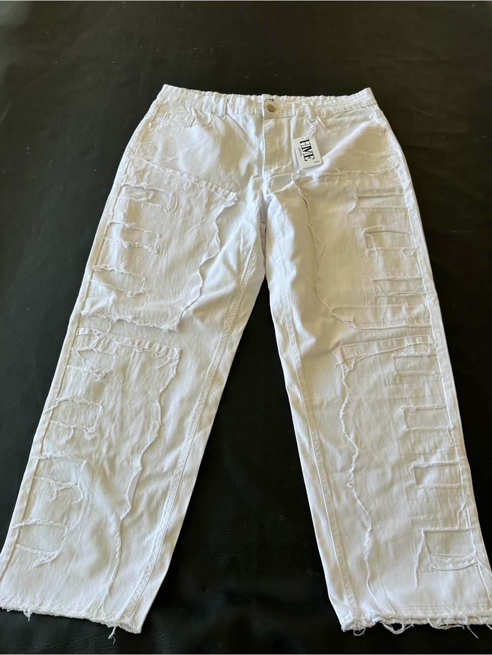 ME Makeover Essentials White Distressed Relaxed Jeans